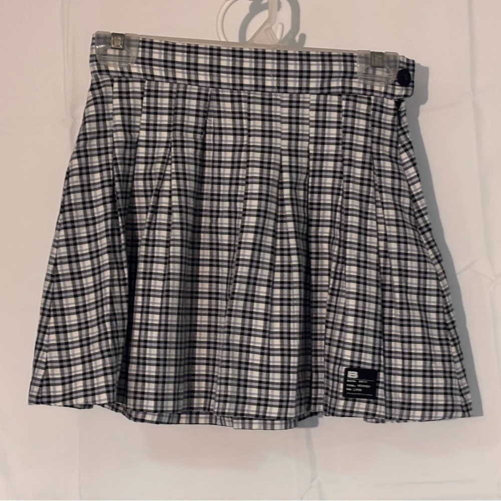 Bershka Plaid Pleated Mini Skirt
